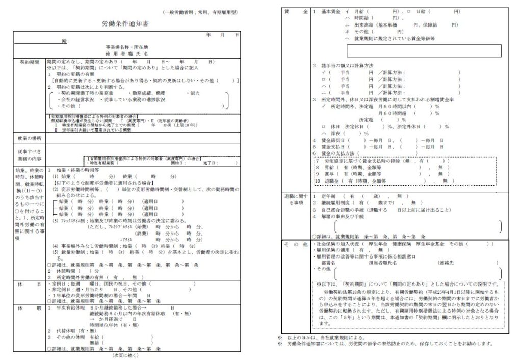 労働条件通知書